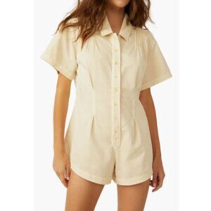 Free People Cream Button-Up Romper